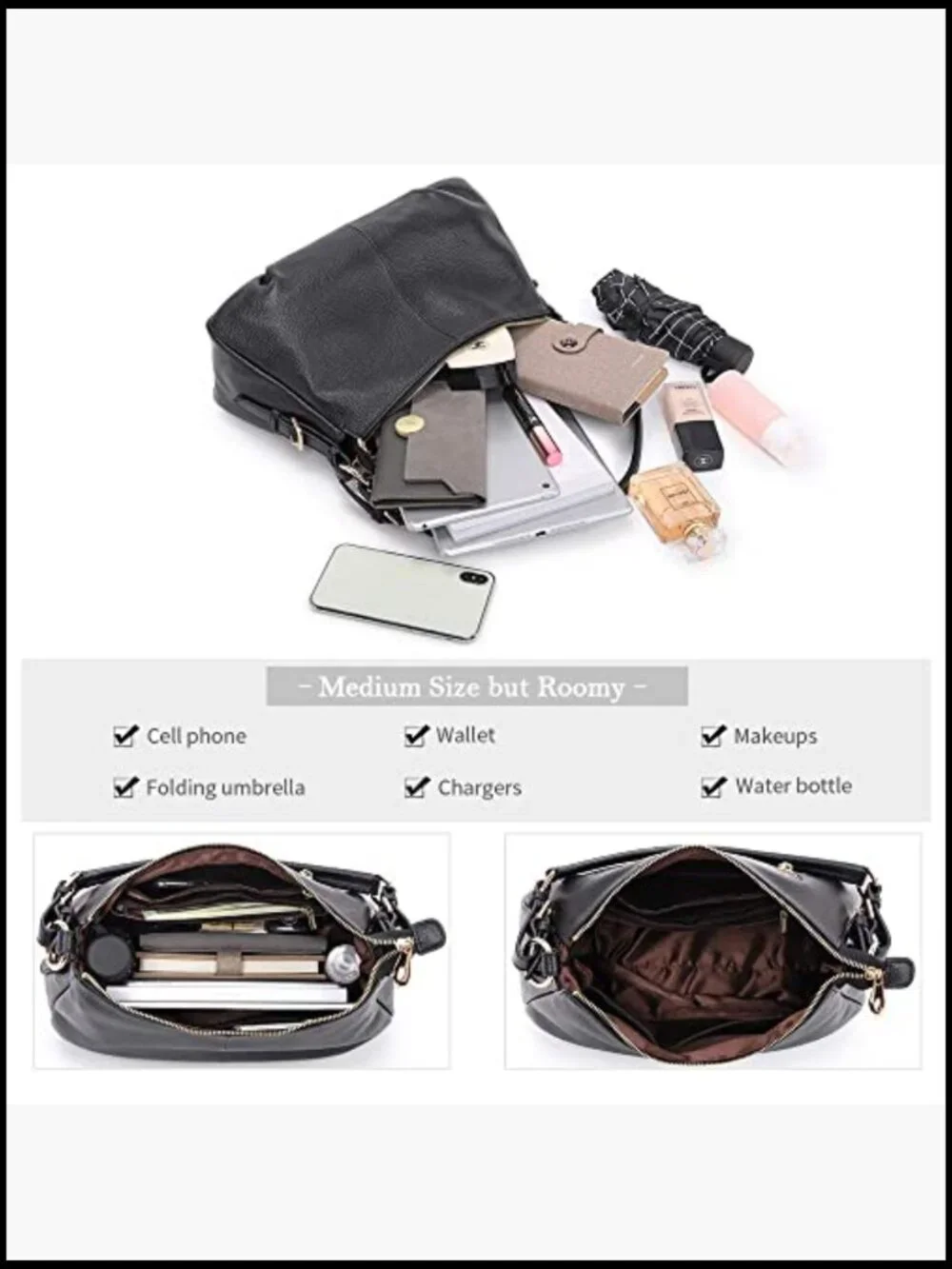 Vintage Soft Leather Hobo Handbag Top Handle Shoulder Bag Classic Room Purse